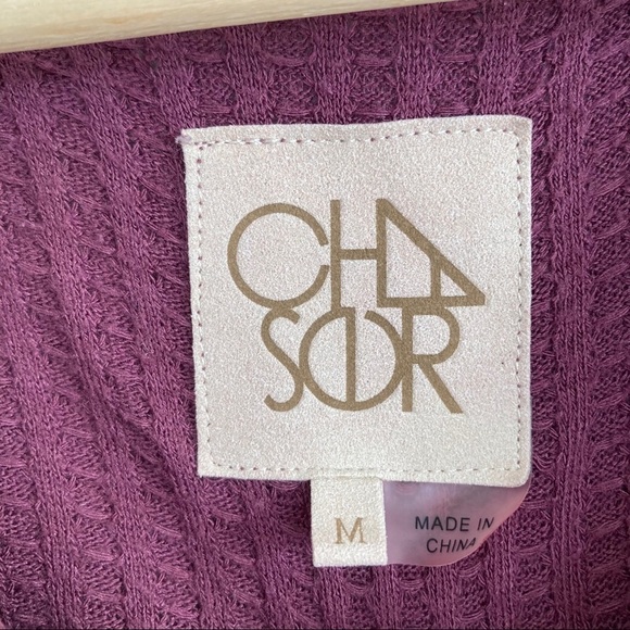 Chaser Long Sleeve Thermal Waffle Knit Top Shirt - Picture 4 of 5